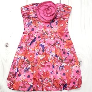 BCBGMAXAZRIA Pink Begonia Combo Strapless Dress